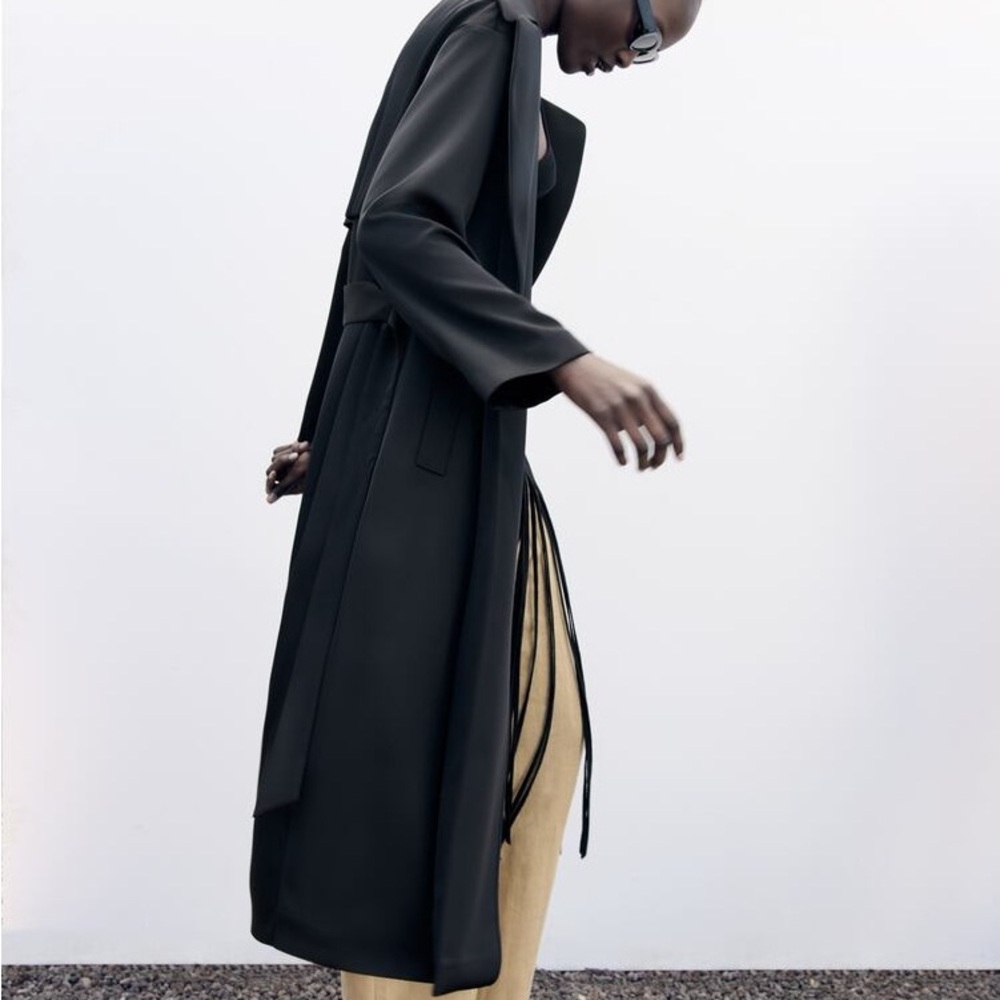 ZARA LONG SATIN TRENCH COAT - Picture 2 of 9